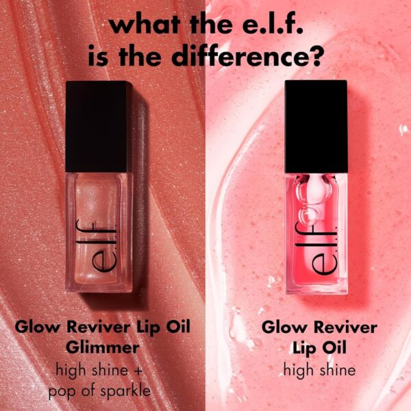 e.l.f. Glow Reviver Lip Oil, Nourishing and Hydrating with High-Shine Glimmer Finish & Sheer Wash Of Color, Minty Scent, Non-Sticky, Vegan & Cruelty-free, Super-neutral - Image 3