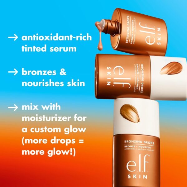 e.l.f. SKIN Bronzing Drops, Liquid Bronzer For Face & Skin, Creates A Sun-Kissed Glow, Infused With Vitamin E, Vegan & Cruelty-Free, Pure Gold - Image 3