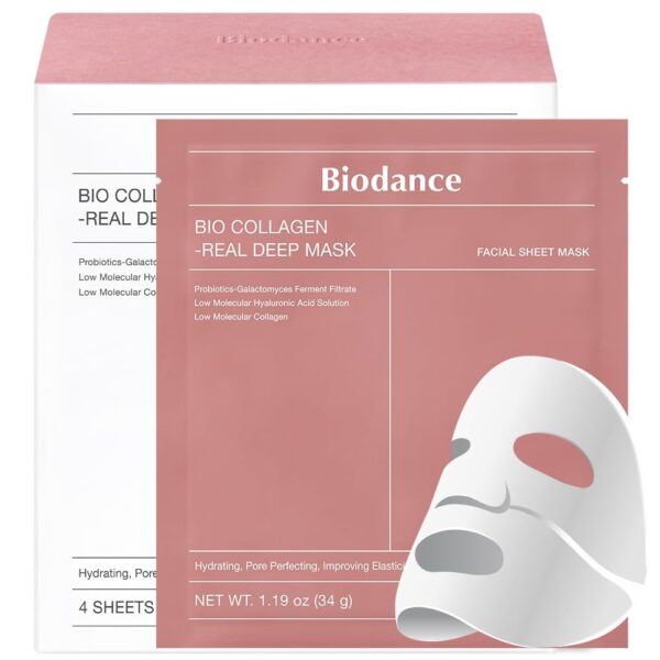 BIODANCE Bio-Collagen Real Deep Mask, Hydrating Overnight Hydrogel Mask, Pore Minimizing, Elasticity Improvement, 34g x16ea