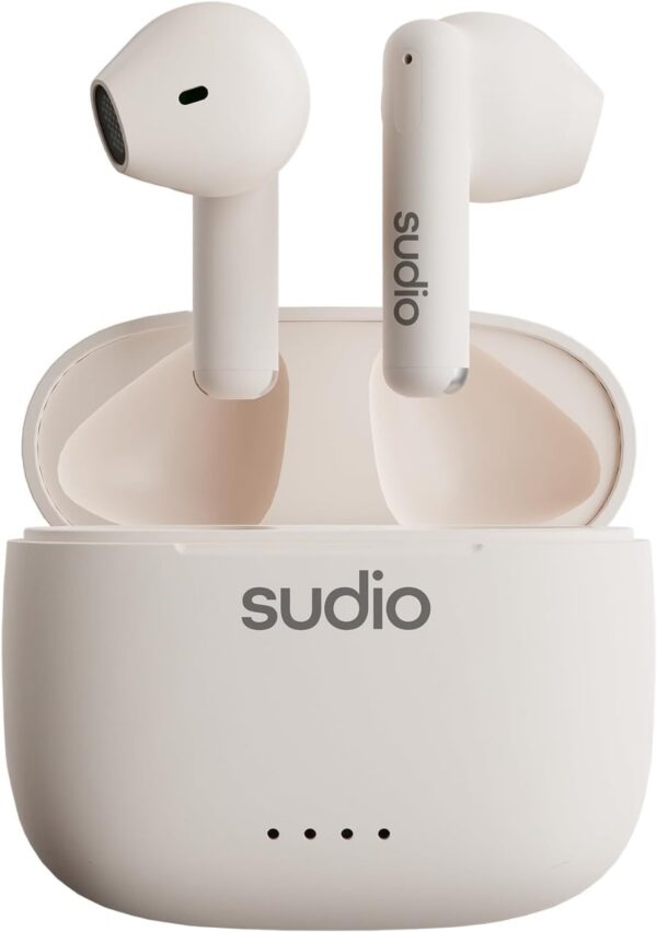 Sudio A1 True Wireless Earbuds, Bluetooth Earbuds 5.3, Noise Cancelling Earbuds, Waterproof Earbuds, Touch Control, Wireless Earphones with Charging Case, Perfect for Premium Sound Quality (White)