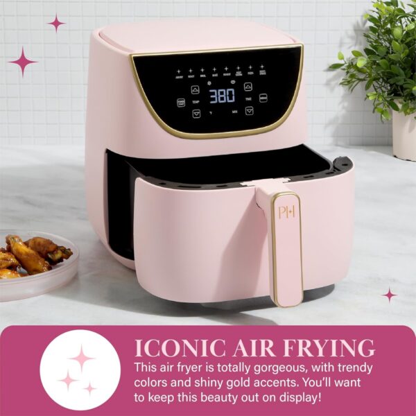 Paris Hilton Air Fryer, Large 6-Quart Capacity, Nonstick Made without PFAS, Touchscreen Display, 8-in-1 (Air Fry, Roast, Broil, Bake, Reheat, Keep Warm, Pizza, Dehydrate), Dishwasher Safe, Pink - Image 4