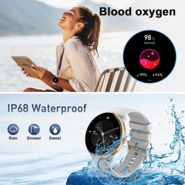 Smart Watch for Women Fitness Tracker: Make/Answer Call Smart Watches for Women Waterproof Digital Mens Watches Running Smartwatch Android Phone iPhone Samsung Compatible Heart Rate Monitor Step - Image 5