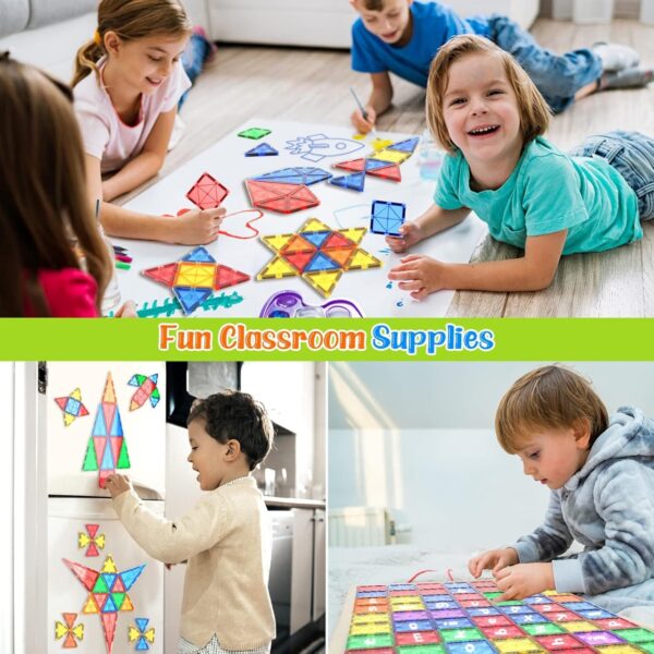 Magnetic Tiles Kids Toys STEM Magnet Toys for Toddler Magnetic Blocks Building Toys Preschool Learning Sensory Montessori Toys for 3+ Year Old Boys and Girls, Safe Creativity Toddler Kids Toys 40PCS - Image 2