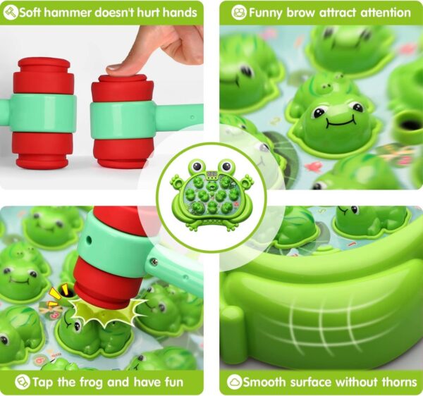 HopeRock Toys for 2 3 4 5 Year Old Boy,Toddler Toys Age 2-4, Whack A Frog Game,with 5 Modes,45 Levels,9 Music Spray and Light-up, Baby Toy Gifts for Early Learning, Birthday Gift for Toddler Boy Toys - Image 4