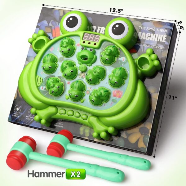 HopeRock Toys for 2 3 4 5 Year Old Boy,Toddler Toys Age 2-4, Whack A Frog Game,with 5 Modes,45 Levels,9 Music Spray and Light-up, Baby Toy Gifts for Early Learning, Birthday Gift for Toddler Boy Toys - Image 3