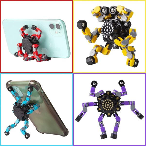 Transformable Fidget Spinners 4 Pcs for Kids and Adults Stress Relief Sensory Toys for Boys and Girls Fingertip Gyros for ADHD Autism for Kids Valentines Day Gifts (Fidget Toy 4pc) - Image 5