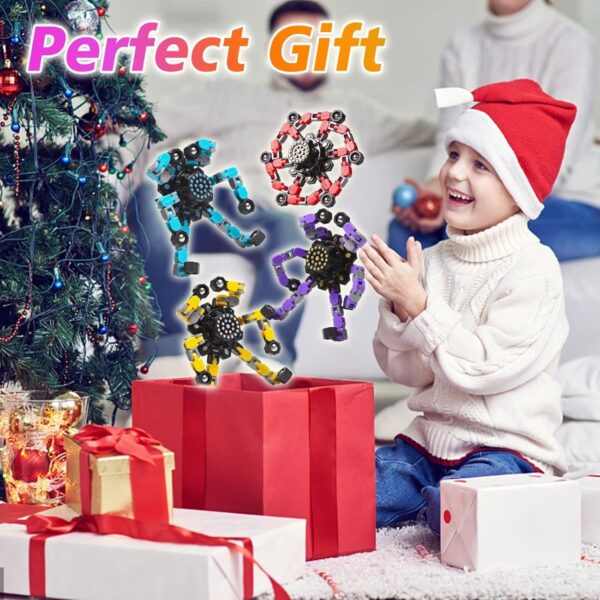 Transformable Fidget Spinners 4 Pcs for Kids and Adults Stress Relief Sensory Toys for Boys and Girls Fingertip Gyros for ADHD Autism for Kids Valentines Day Gifts (Fidget Toy 4pc) - Image 4