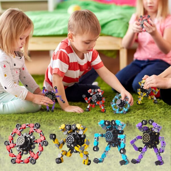 Transformable Fidget Spinners 4 Pcs for Kids and Adults Stress Relief Sensory Toys for Boys and Girls Fingertip Gyros for ADHD Autism for Kids Valentines Day Gifts (Fidget Toy 4pc) - Image 2