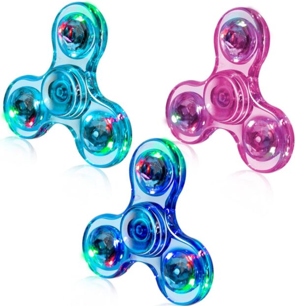 FIGROL 3 Pack Led Light Fidget Spinners, Crystal Finger Toy Gift for Children, Stress Reduction and Anxiety Relief Hand Spinners