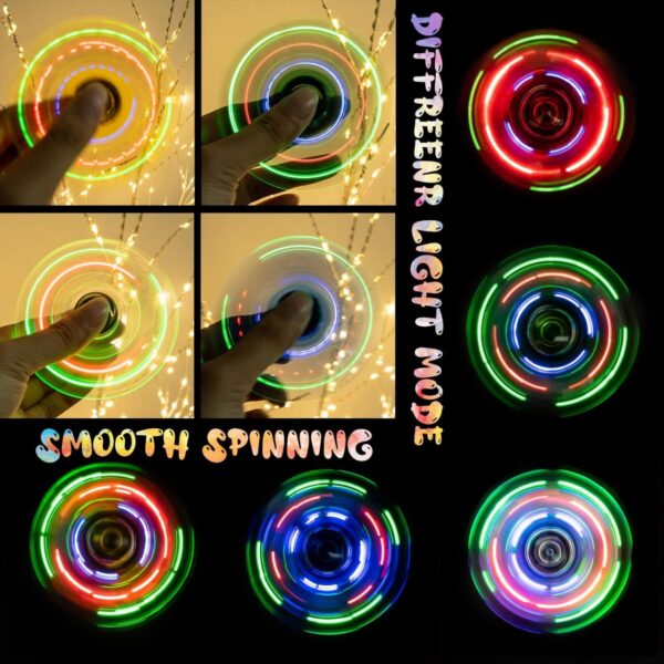 FIGROL 3 Pack Led Light Fidget Spinners, Crystal Finger Toy Gift for Children, Stress Reduction and Anxiety Relief Hand Spinners - Image 4