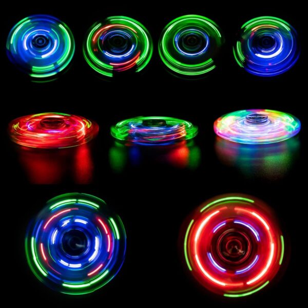 FIGROL 3 Pack Led Light Fidget Spinners, Crystal Finger Toy Gift for Children, Stress Reduction and Anxiety Relief Hand Spinners - Image 2